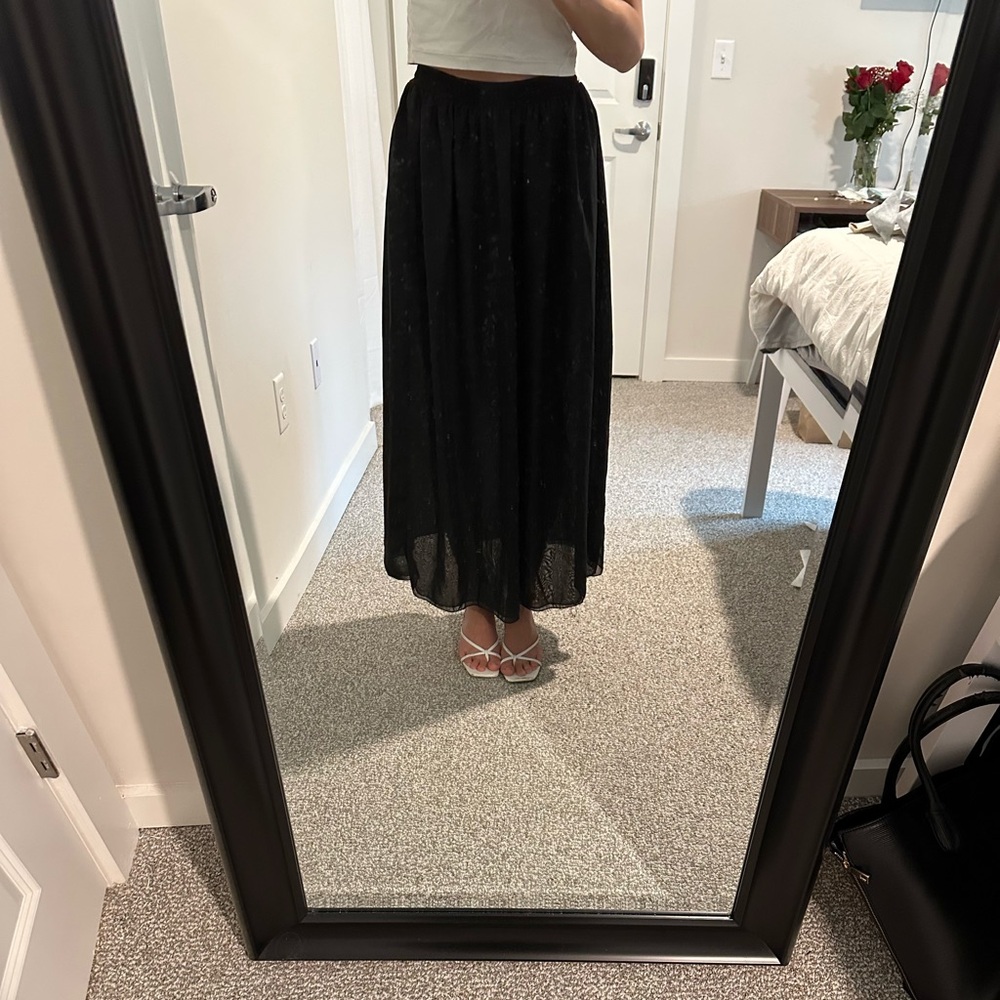 American Apparel Black Long Sheer Skirt